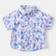 thumbnail image 2 of Splozh Boys Button Down Shirt Baby Boy Button Up Shirts Short Sleeve Cool Cartoon Print Dress Tops T-Shirt Blue,4-5 Years, 2 of 7