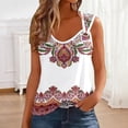 thumbnail image 2 of Womens Tops Women's Bohemian Print Fashion Sleeveless Tank Top with Metallic Ring Strap Detail Casual Summer T Shirt Square Collar White XL, 2 of 4