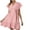 Pink, variant on UsYezik Women Dresses Smocked V Neck Dresses A-Line T Shirt Dress Summer Empire Waist Tiered Ruffle Short Sleeve Sundress Army Green XL