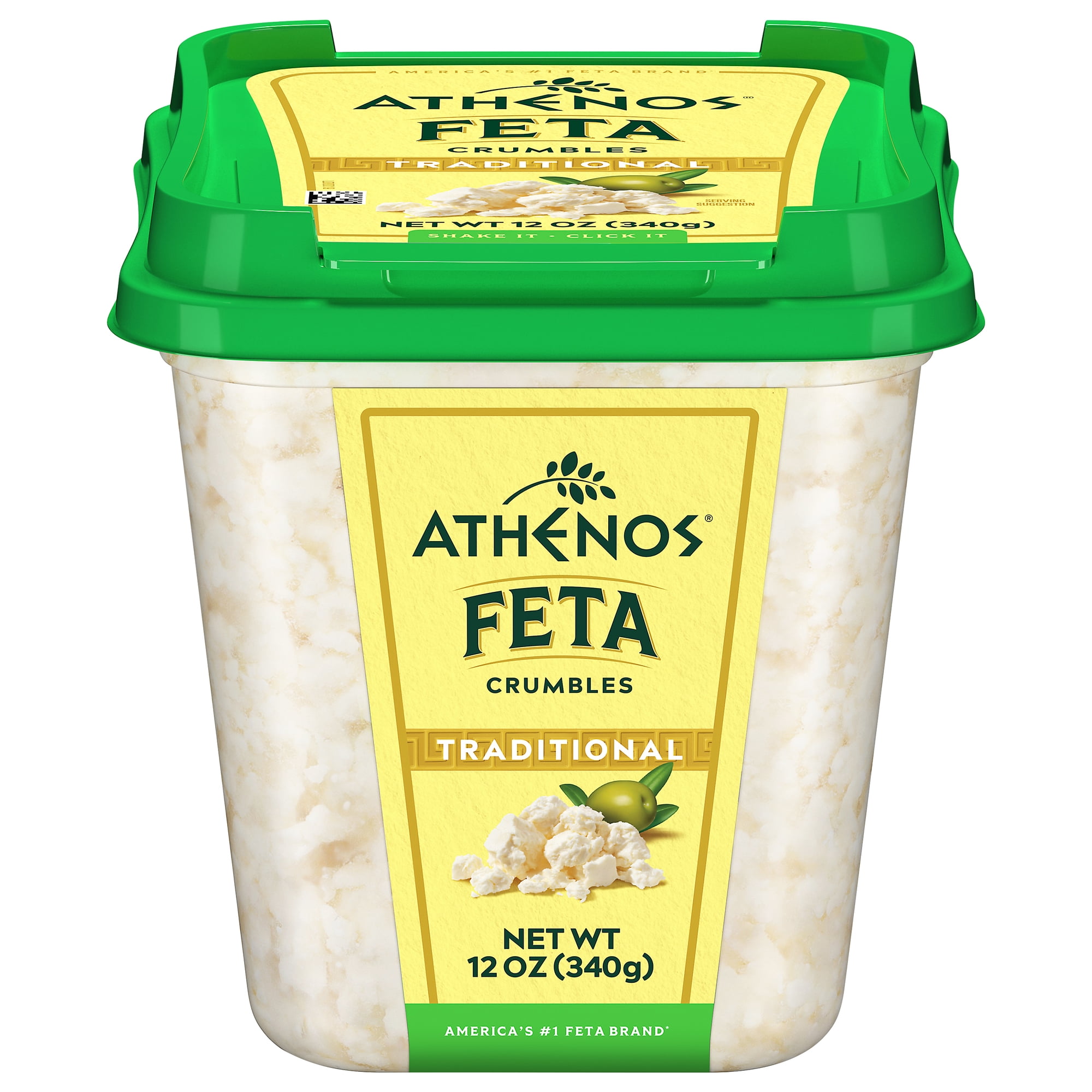 Athenos Crumbled Traditional Feta Cheese 12 oz, Refrigerated, Plastic Tub