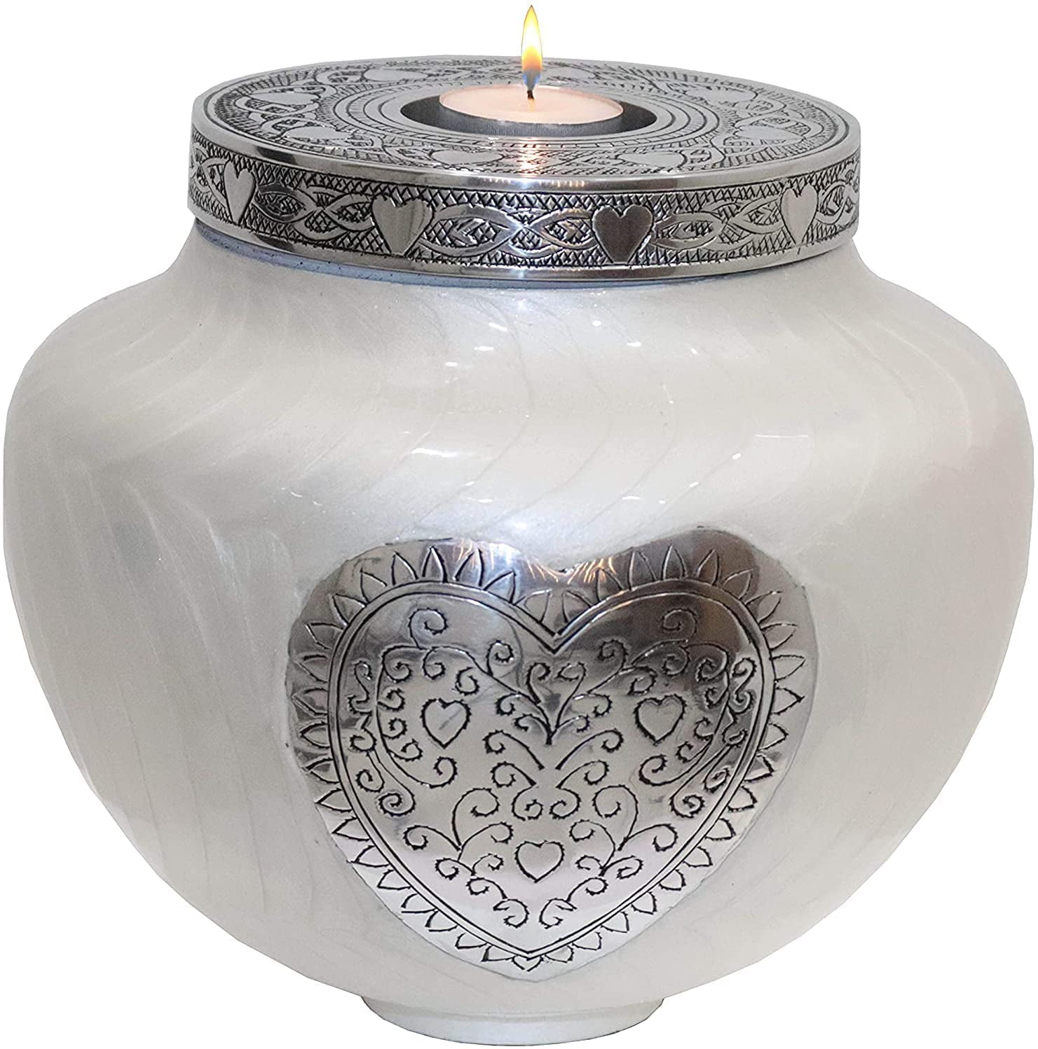 Burial Cremation Urns for Human Ashes Adult 200 Cubic Inches:- with Velvet Bag White Columbarium or Home Humming Bird Cremation URNS,URN for Human Ashes Adult URN for Funeral 