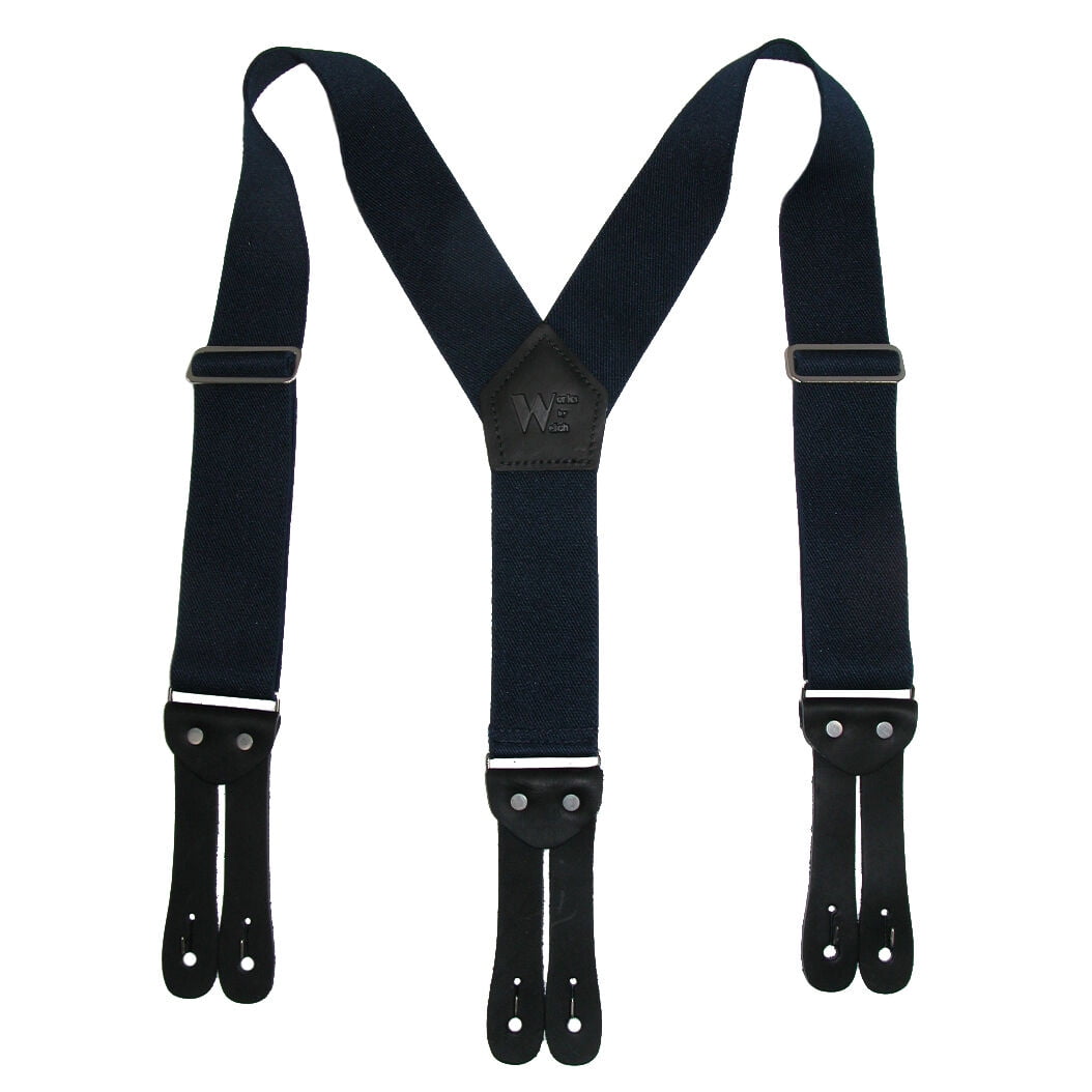 Welch Men's Big and Tall Elastic ButtonEnd YBack 2 Inch Navy Work Suspenders