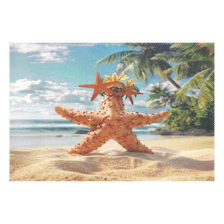 

Ryvnso 1 Piece Placemats Star Fish Tropical Palm Dining Mats Heat-Resistant Non-Slip Washable Table Mat