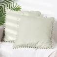 thumbnail image 2 of Unique Bargains 2 Velvet Throw Pillow Covers Pompoms Decorative Pillow Cases Cushion Cover Beige 18" x 18", 2 of 6