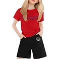 thumbnail image 1 of XDZJLR Tenues pour Filles T-Shirt Imprimé Col Rond Manches Courtes pour Garçons et Ensembles 12-13 Ans, 1 of 4
