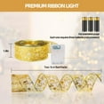 thumbnail image 2 of Gold Christmas Tree Ribbon Fairy Lights 32.8ft (2 * 16.4ft) 100 LED Indoor Ribbon String Warm Light, Flashing & Constant Modes Battery Powered Twinkle Light for Christmas Tree New Year Decorations, 2 of 5