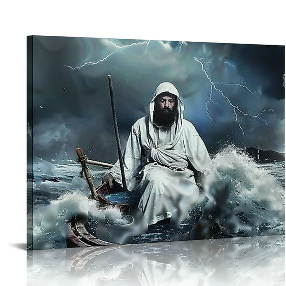 ONETECH Christian Jesus Cross Canvas Wall Art Religious Faith Poster Large Wooden Wall Décor Christ Bible Framed Artwork for Church Bedroom Modern Home Print Painting
