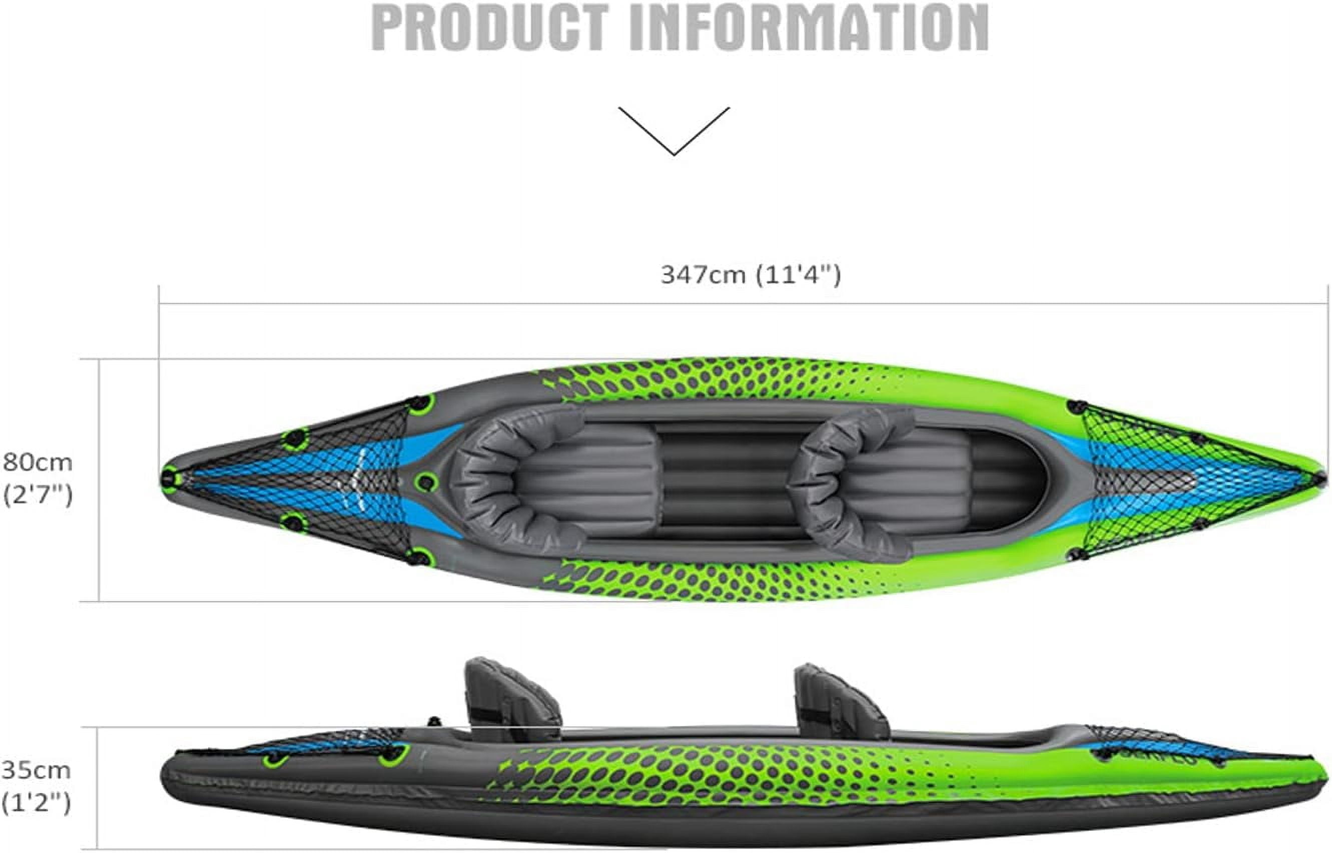 Savvycraft Inflatable  2 Person Tandem , Recreational Touring  Includes Aluminum Paddles, Padded Seats, Double Action Pump