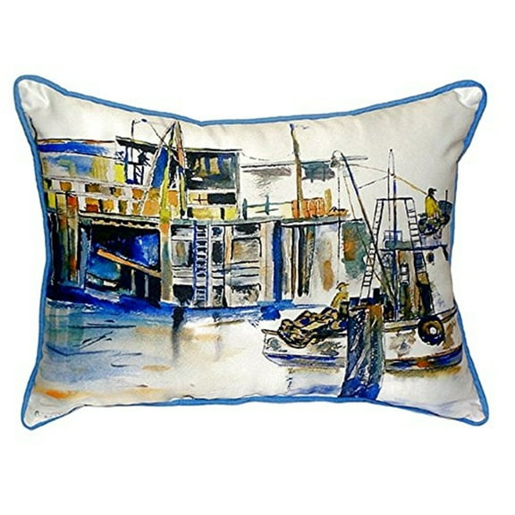 Betsy Drake SN929 11 x 14 in. Fishing Boat Small Indoor & Outdoor Pillow