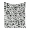 thumbnail image 1 of Eye Soft Flannel Fleece Throw Blanket, All Seeing Eye Pattern in Pyramidal Shapes Occult Boho Illustration Print, Cozy Plush for Indoor and Outdoor Use, 70" x 90", White and Black, by Ambesonne, 1 of 6