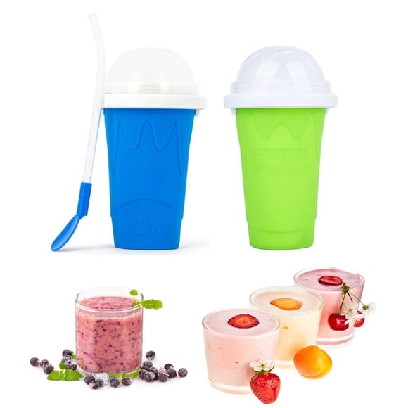 Taza para hacer granizados, taza mágica para batidos congelados rápidos, taza de enfriamiento, taza exprimible de doble capa, máquina para hacer granizados, batidora de leche casera, máquina para hace