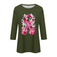 thumbnail image 2 of NAMTYQX Casual Tops for Women Casual Crewneck Cool 3/4 Sleeve Loose Fit Army Green Size M, 2 of 4