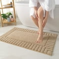 thumbnail image 7 of OEAKAY Textured Plush Beige Microfiber Bath Mat, 24"x36", Non-Slip and Absorbent Bathroom Rug, Machine Washable, Quick Drying Shower Floor Carpet, 7 of 7