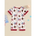 thumbnail image 4 of Bagilaanoe 4th of July Jumpsuit for Newborn Baby Girl Short Sleeve Print Romper 3M 6M 12M 18M Infant Independence Day Clothes, 4 of 7