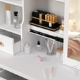 thumbnail image 4 of AOJA Vanity Desk with Sliding Mirror, Bedroom Dressing Table, Makeup Table with 5 Drawers & Shelves, Hidden Storage Space, 4 of 6