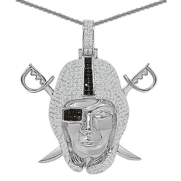 Real Genuine Sterling Silver 26 Grams 4.50 Cwt. Simulated Diamond 14K White Gold Finish Oakland Sports Custom Pendant Charm Free Chain