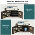 thumbnail image 6 of Harper & Bright Designs Outdoor Kitchen Island with Raised Shelf, Solid Wood Storage Cabinet with Stainless Steel Top, Outdoor Rolling Grill Cart with Internal Storage Rack, Brown, 6 of 18