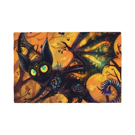 

Placemats Set of 6 Halloween Vintage Colorful Bat Place mats for Dining Table Indoor/Outdoor Cute Heat Resistant Washable Table Mats(18 x 12 )