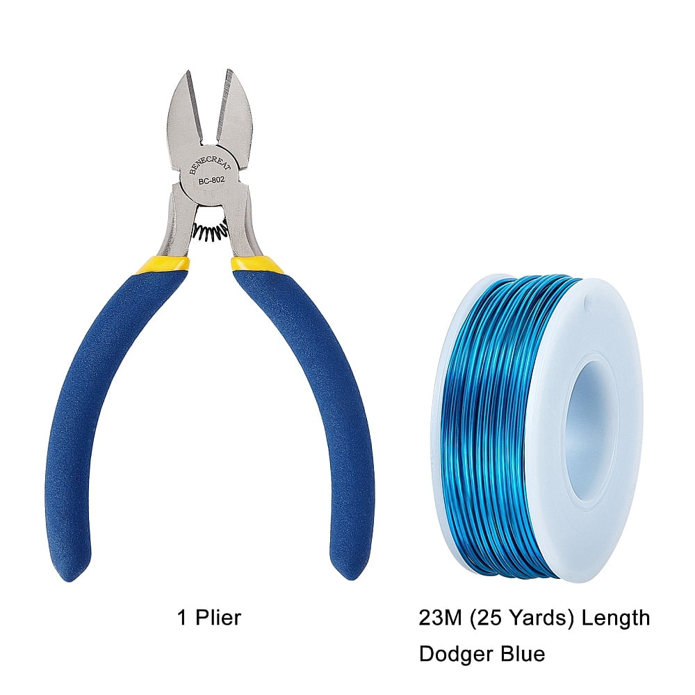 DIY Jewelry Kits with Aluminum Wire and Iron Side Cutting Pliers Dodger Blue 1mm 23m/roll 6rolls/set