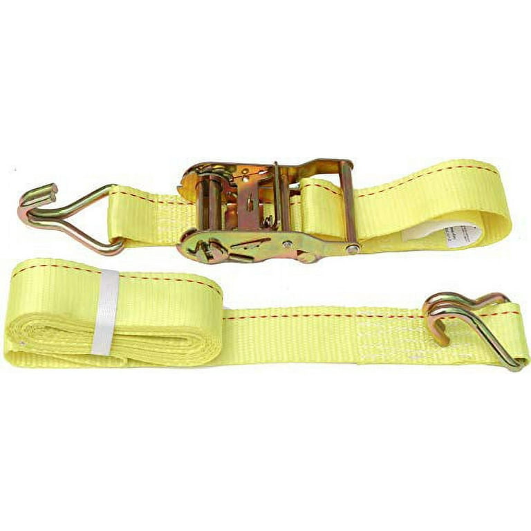 2 x 16' DKG Double J Hook Strap with Ratchet Tie Down - Cargo Ratchet Straps with J Hooks – Durable Steel Hook – Reliable Load Strap Webbing –