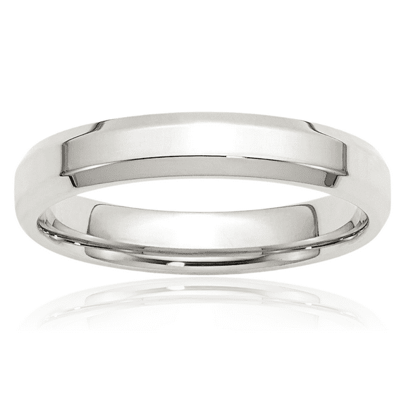 925 Sterling Silver 4mm Edge Plain Classic Wedding Band Ring