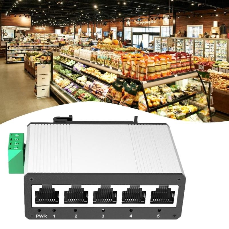 CEORPER 5 Port Mini Ethernet Switcher Aluminum Case DIN Rail Installation Design