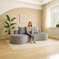 thumbnail image 3 of 110.24" Modern Curved Sectional Sofa Couch, Corduroy Cloud Couch with High-Density Foam, 4-Seat Boneless Sofa with Half Moon Design, Comfy Curved Couches for Living Room (Grey), 3 of 8