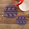 thumbnail image 3 of SKYSONIC Purple Indian Elephant Pot Holders Trivets, 2 Pcs Heat Resistant Trivets,Ethnic Mandala Cotton Thread Weave Mats for Hot Pads Pans Pot Bowl Teapot for Kitchen Decor, 3 of 7