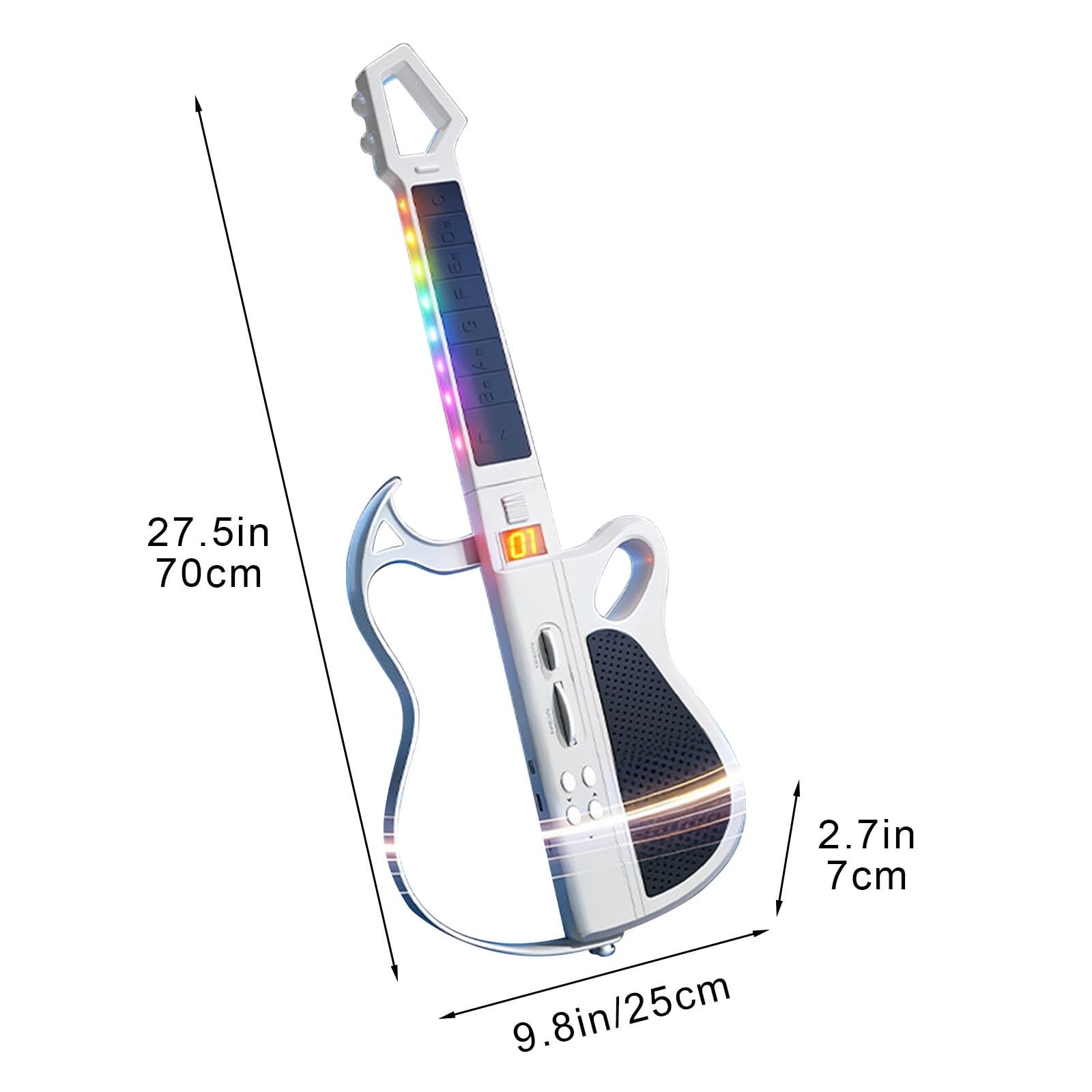 Eespoir Smart Bluetooth Electronic Guitar For Kids, No Strings Foldable Guitar Toy, Auto-Play One-Man Band Mode For Beginners, Portable Music Gift, Educational(White)