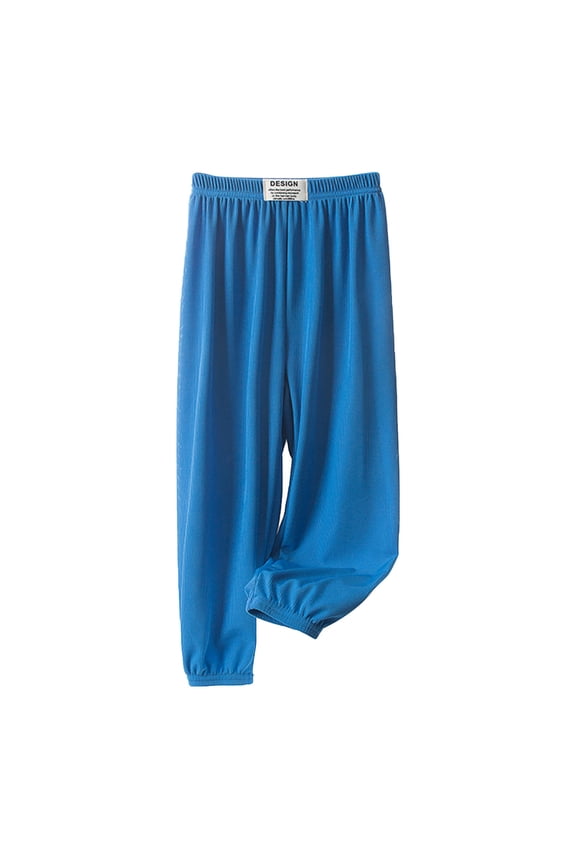 Toddler Kids Baby Girls Fashion Cute Sweet Ice Silk Wide Leg Pants Summer Stretch Elastic Waist Trousers Leggings Long Pants #02-Blue 2-3Years