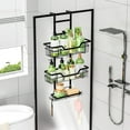 thumbnail image 3 of 24.41x12.2x4.72 Inch Bathroom Shower Hanging Rack 3 Tier Organizer with Soap Rack Towel Sponge Holder Over Shower Head Black Stainless Steel Modern Design Easy to Clean Durable, 3 of 9