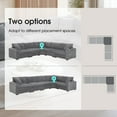 thumbnail image 3 of 106" Convertible L Shaped Sectional Sofa,Corduroy Corner Couch with Armrest Storage,Cup Holders,USB Charger,Irregular Corner,Oversized Comfy Modular Sofa for Living Room,Apartment (Gray), 3 of 11