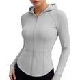thumbnail image 2 of Women's UPF 50+ Sun Protection Hoodie Jacket Slim Yoga Sun Protection Top Long Sleeve Hoodless Casual Jacket, 2 of 8