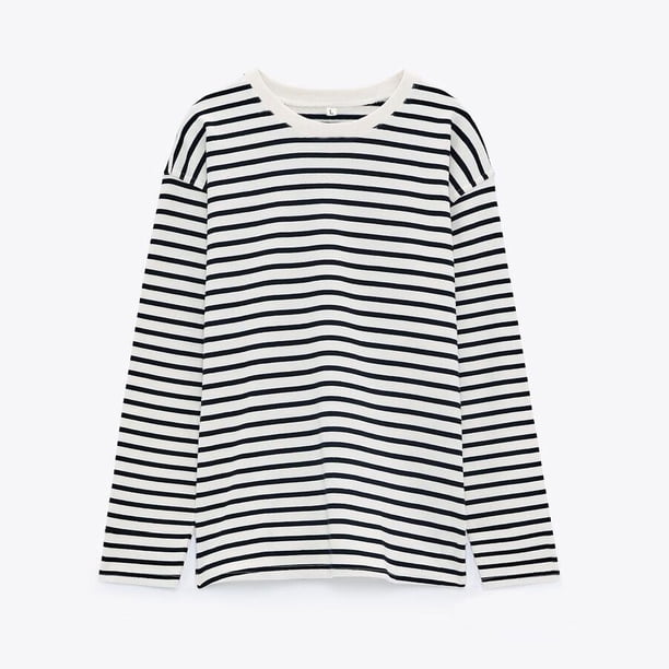 WAVLATII 2021 nuevas camisetas de manga larga a rayas para mujer ropa de calle femenina otoño primavera camisetas de algodón WLT2110 Tan Jianjun unisex