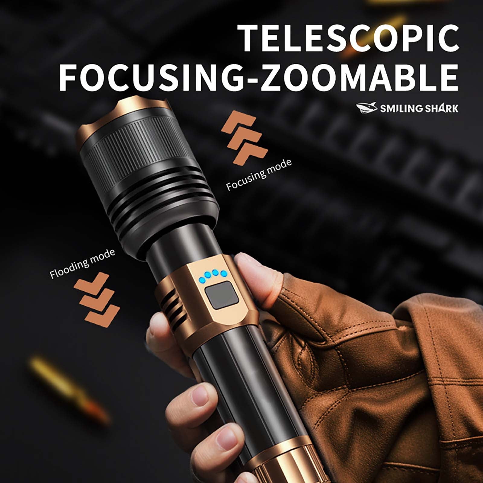 High Lumens LED Flashlight, Rechargeable Flashlight with Ignition Lens, Waterproof Tacticals Flash Light, Portable Zoomable 4 Modes LED Flashlight