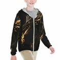 Cauagu Black And Gold Fire Dragon Print Sun Protection Jacket for Teen