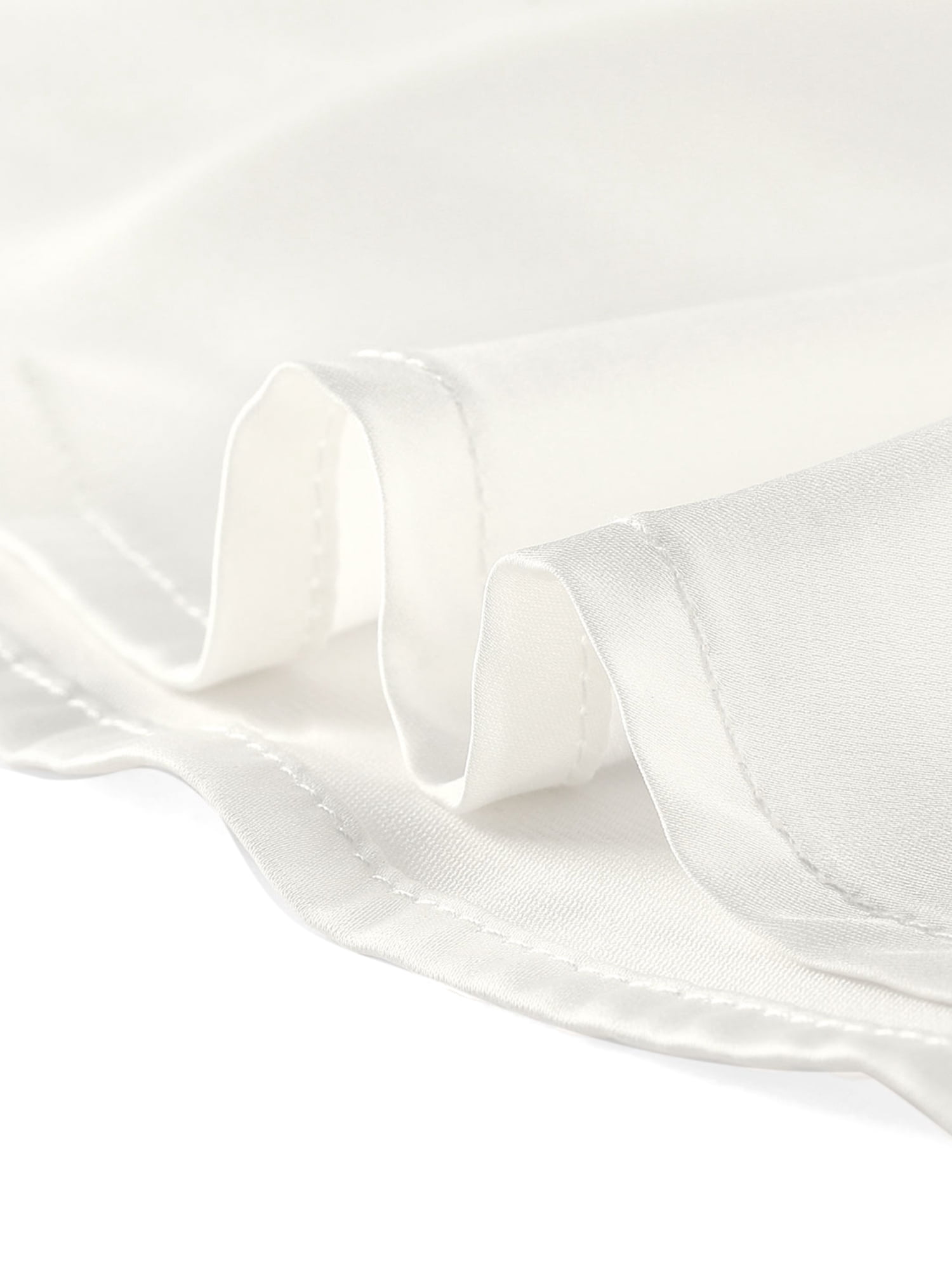 DARING DIVA Women's Satin Blouse Puff Long Sleeve Collared Button Down Shirt S White