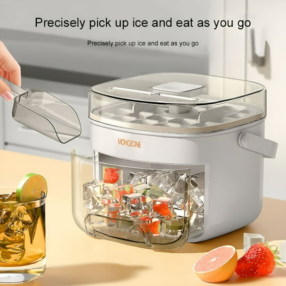 HIBIBUD Countertop Ice Maker with Scoop and Handle,24 Ice Cube Tray,White Ice Maker for Home Kitchen Office Bar Party and Camping