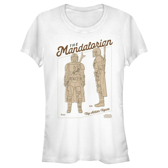 Junior's Star Wars: The Mandalorian Toy Action Figure Graphic Tee White Small