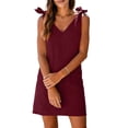 thumbnail image 4 of QUNYINEY Sleeveless Sundresses for Women Plus Size Cotton Linen Casual Red Midi Tank Dress V Neck Vacation Summer Casual Loose Fit Dresses, 4 of 9