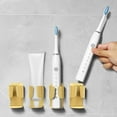 thumbnail image 3 of Electric Toothbrush Holder, 304 Stainless Steel Wall Mounted Self Adhesive Storage Organizer Stand Rack for Electric Toothbrush, Toothpaste, Facial Cleanser (Golden 4 Pack), 3 of 7