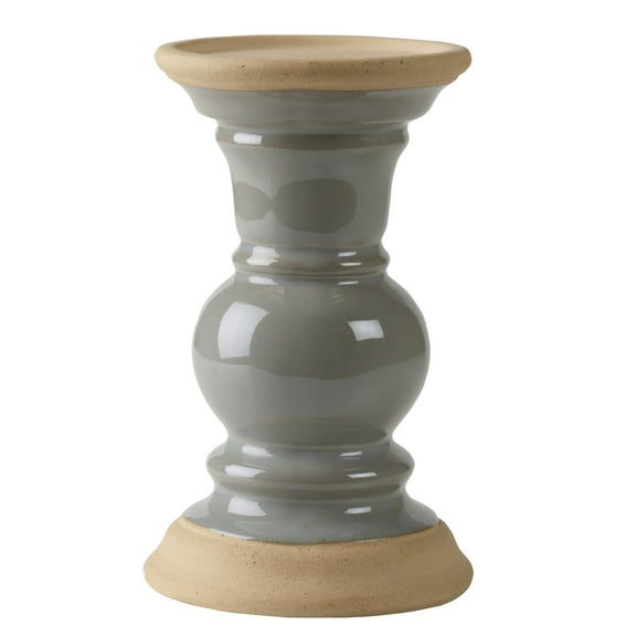 Elements 7.13 inch Ceramic Candleholder, Gray
