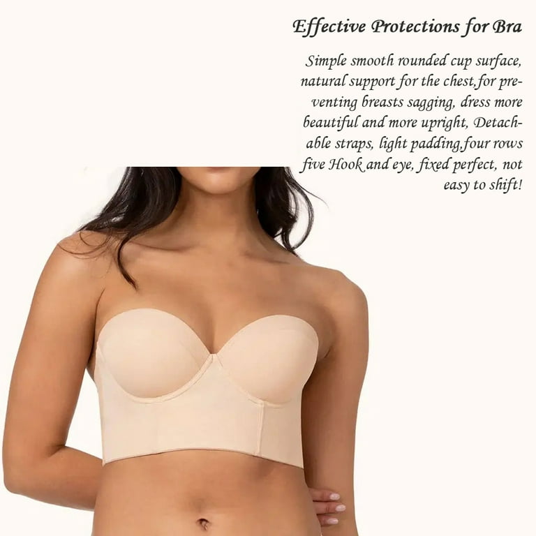 Gecheer Strapless Bras for Women Push Up Plus Size Underwire -Slip Silicone  Padded Bandeau Bra Tube Tops Bra