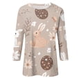 thumbnail image 5 of HAVUITYY Women's Easter Printed Sweaters, Cute Bunny Eggs Pattern Split Neck 3/4 Sleeve Tops for Women, Ideal Spring T-Shirts for Women Gifts & Wear, 5 of 5