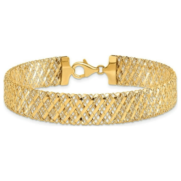 FJC Finejewelers 14 kt Yellow Gold Fancy Stretch Bracelet 7.25 Inches x 12 mm