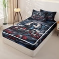 thumbnail image 2 of Homewish Magic Dragon Zipper Queen Comforter Set with Fitted Sheet and 2 Pillowcases,Goth Halloween Skull Zipper Bedding Set,Gray Red,Animal Bed Set,Black Reversible,4pcs, 2 of 8