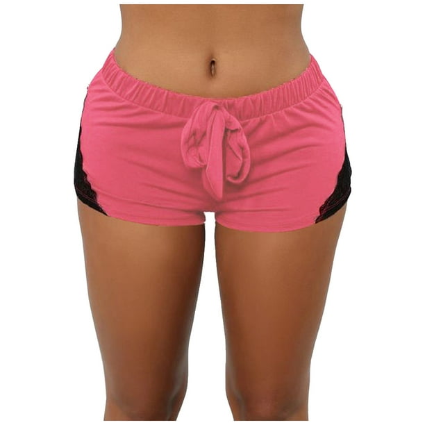 Aayomet Womens Shorts Sports Pants Leggings Elasic Women Shorts Yoga  Running Fashion Yoga Pants,Pink XL 