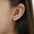 thumbnail image 3 of Bezel Set Simulated Emerald Toddler Screw Back Earrings 14k White Gold, 3 of 6