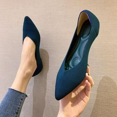 

2020 Woman Knit Pointed Shoes Women s Flat Shoes Ballet Shoes Moccasin Mixed Color Shoes Soft Pregnant Shoes Zapatos De Mujer