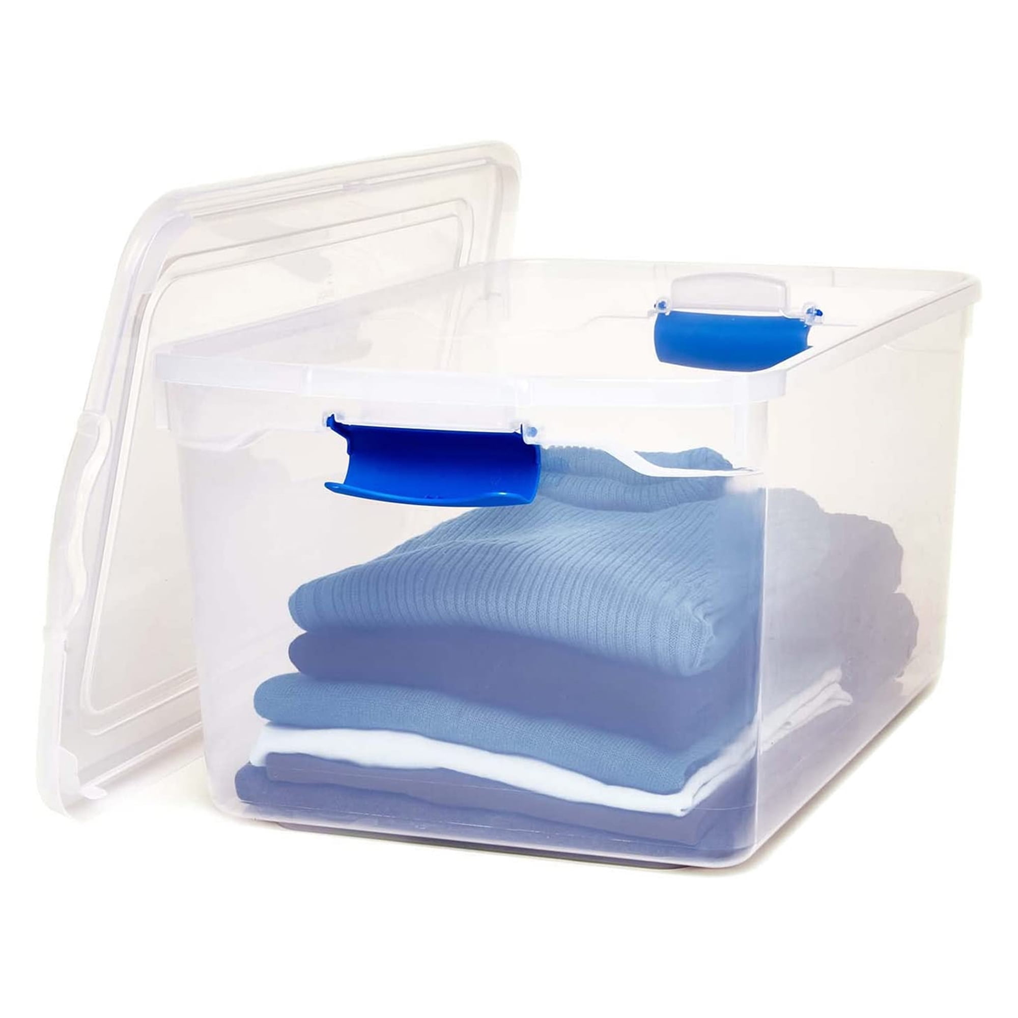 Homz 66-Qt Plastic Storage Boxes, Clear/Blue (Set of 2) - 2